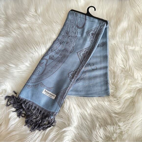 Pashmina Soft Silky Reversible Patsley Shawl Wrap Scarf W/ Fringes - Picture 2 of 3